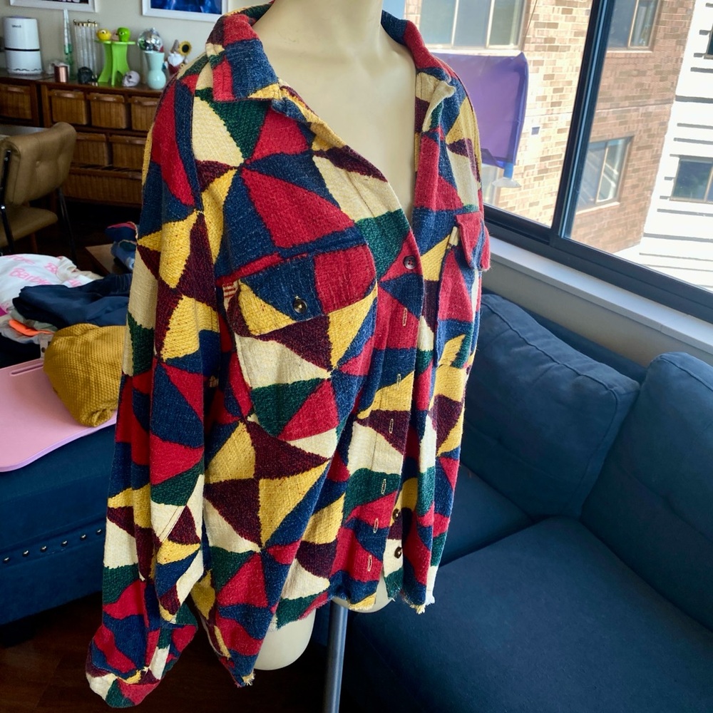 Multicolored button down top